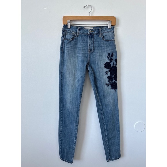 PacSun Denim - PacSun Embroidered Flower Skinny Jeans – Blue – Size 25